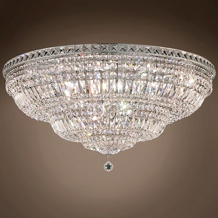 Joshua Marshal Invisible Design 2One Light 36 Chrome Flush Mount W/ Asfour Crystals & 701264-010